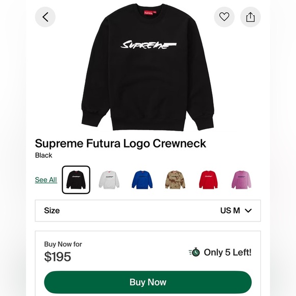 Supreme Futura Logo Black Crewneck Sweater